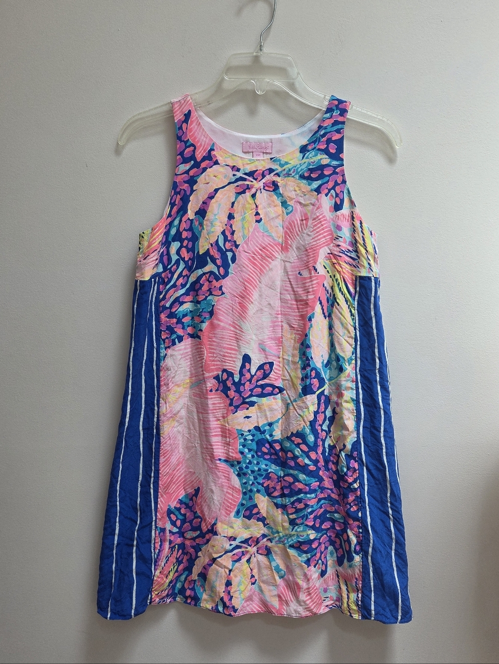 Lilly Pulitzer Pink Blue Tropical Print Silk Jackie Shift Dress, Size XXS